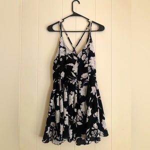 strappy floral mini dress